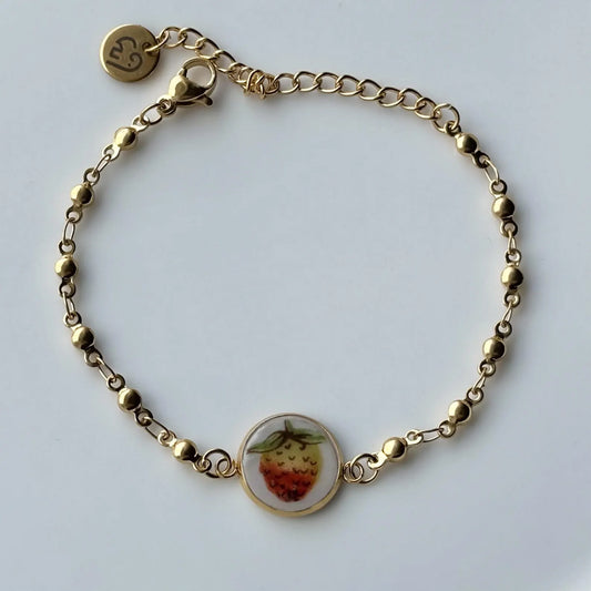 Strawberry Bracelet | Vintage Broken China Jewelry