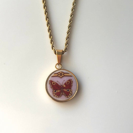Red Butterfly Necklace | Versace Broken Plate Jewelry