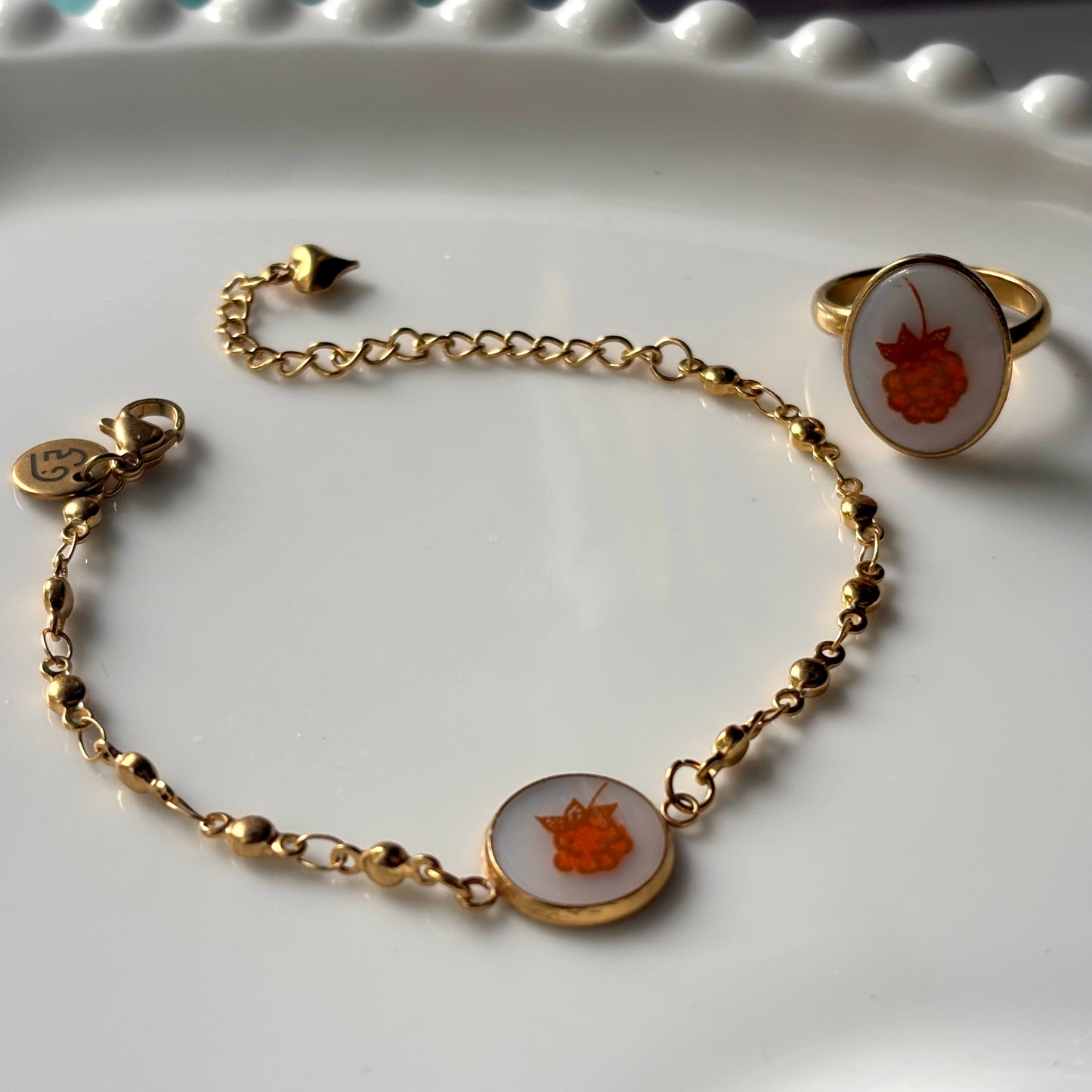 Raspberry Bracelet | Broken Pyrex Jewelry | Harvest Home