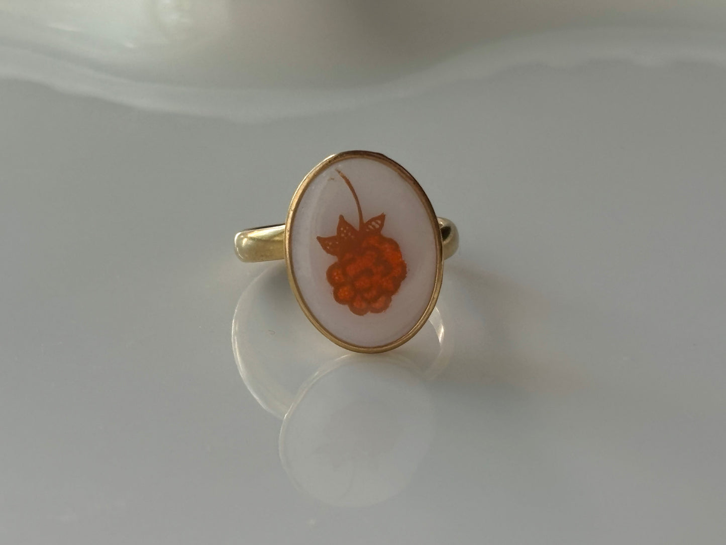 Raspberry Ring | Broken Pyrex Jewelry | Harvest Home