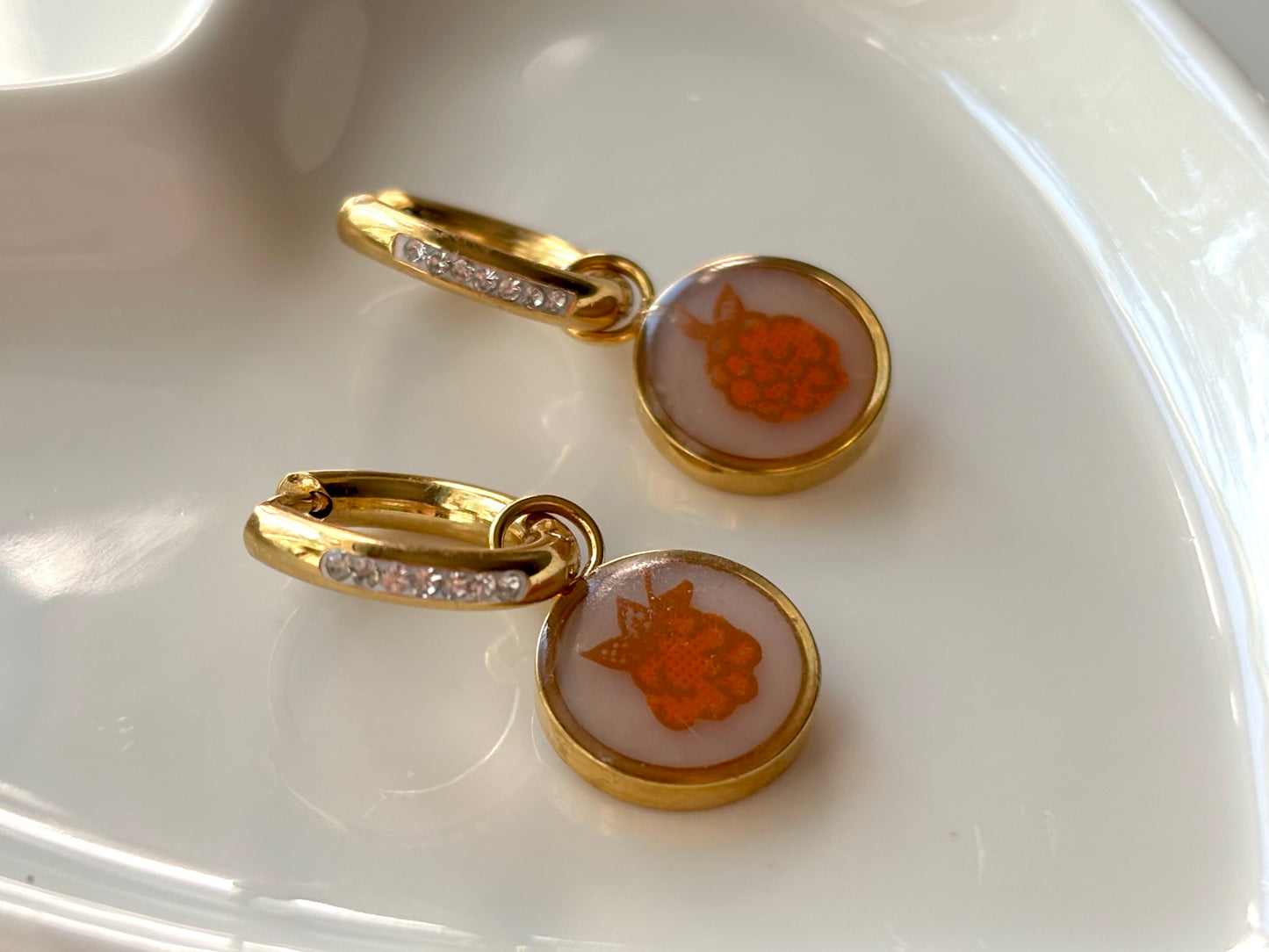 Raspberry Hoops | Broken Pyrex Jewelry | Harvest Home