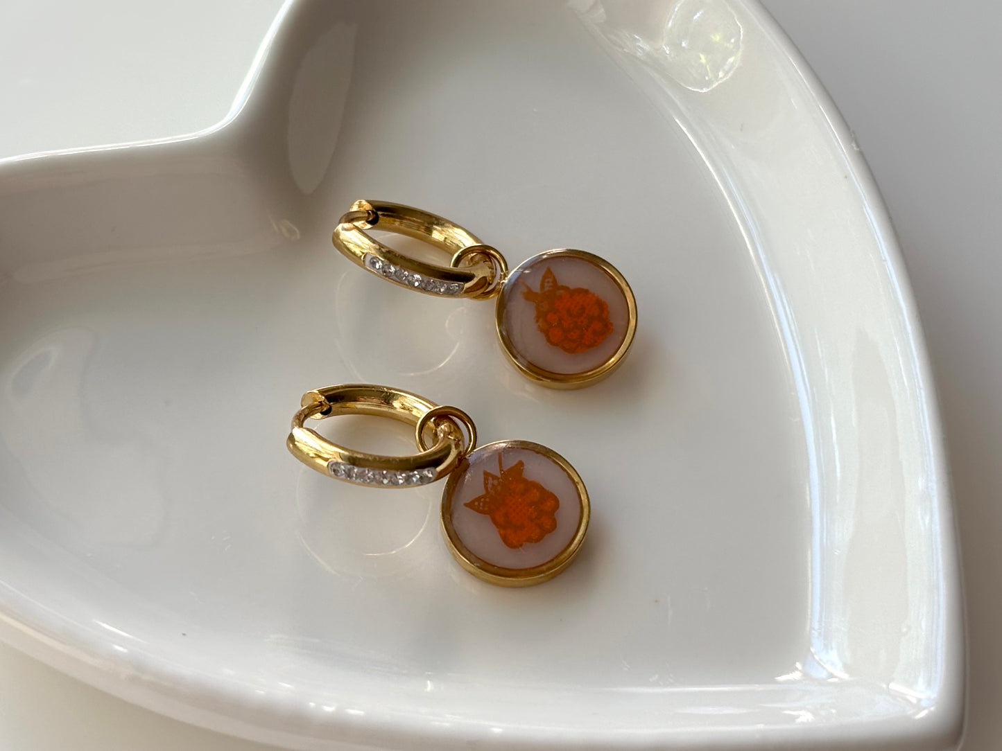 Raspberry Hoops | Broken Pyrex Jewelry | Harvest Home
