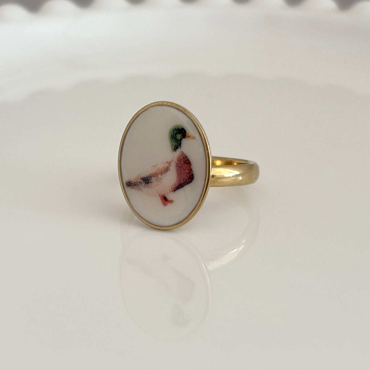 Duck Ring - Broken Porcelain Handmade Ring
