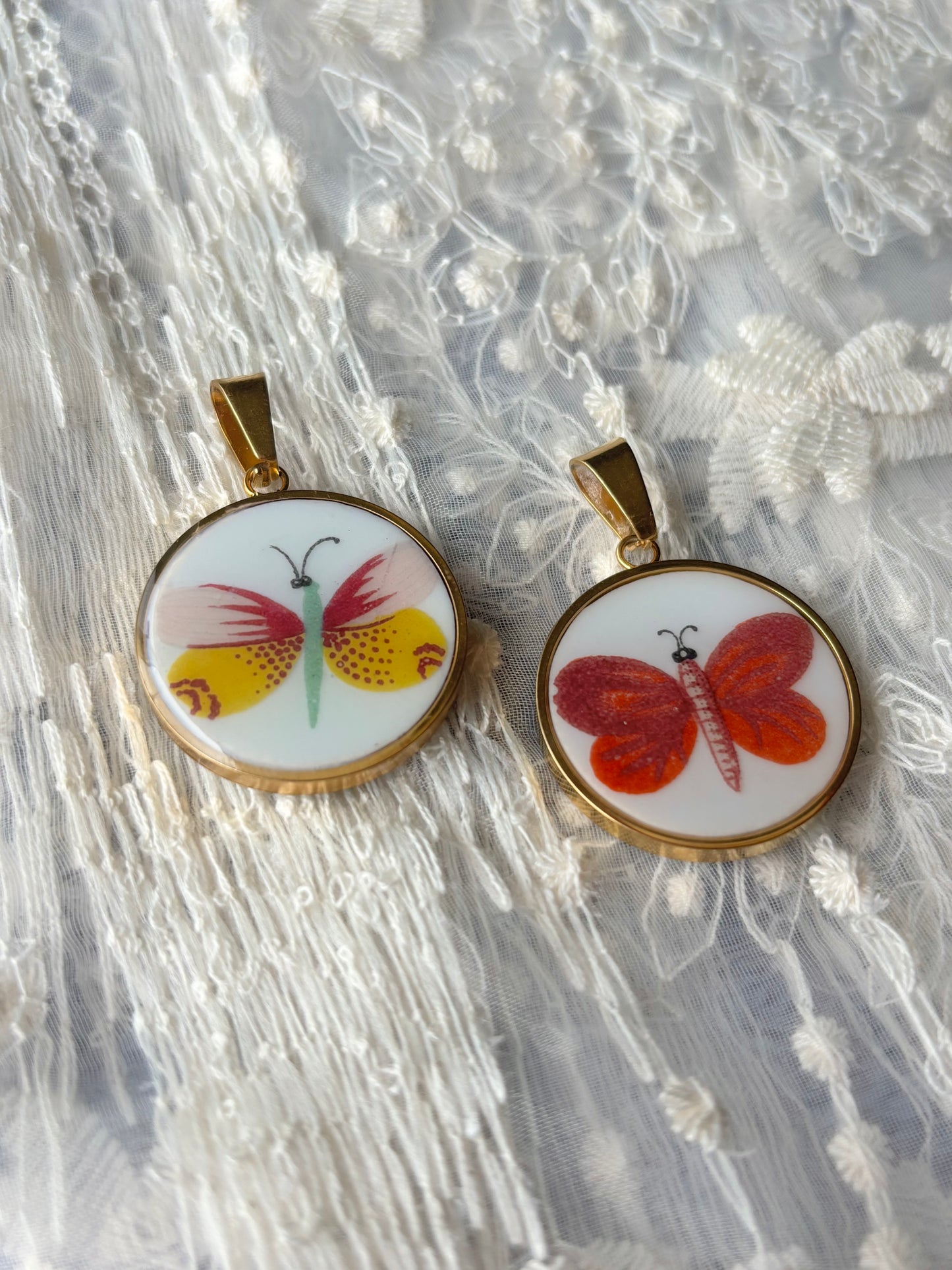 Butterfly Necklace V | Vintage Broken China Jewelry