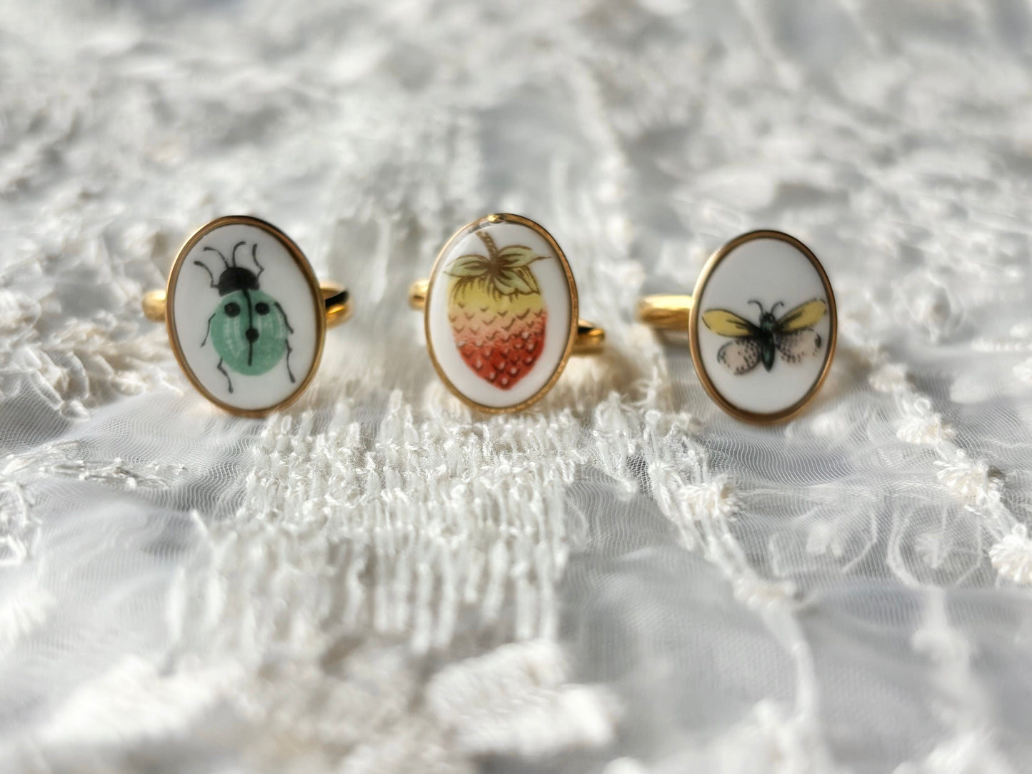 Butterfly Ring Adjustable | Vintage Broken China Jewelry