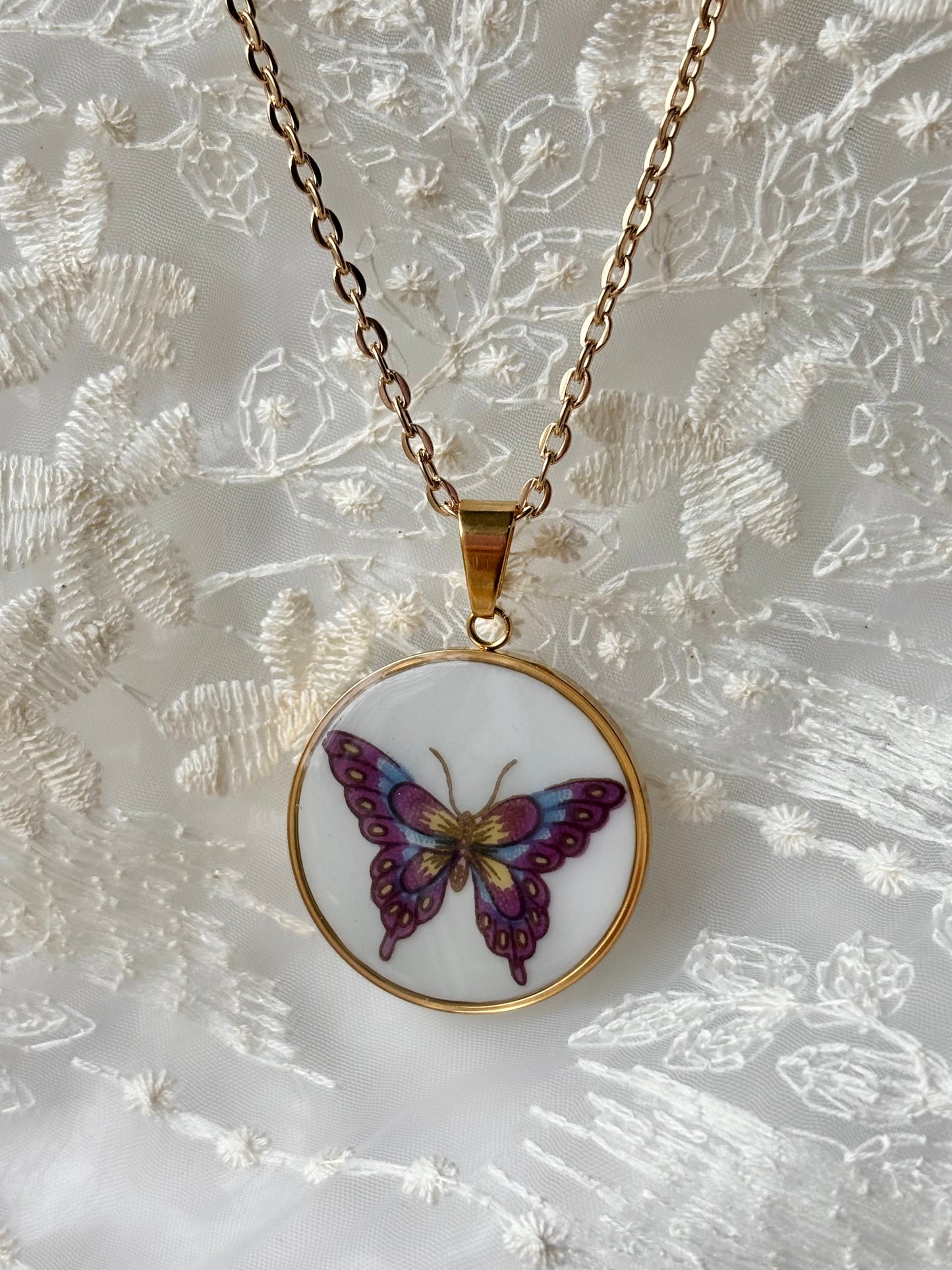 Butterfly Necklace III | Vintage Broken China Jewelry
