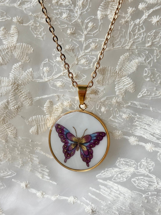 Butterfly Necklace III | Vintage Broken China Jewelry