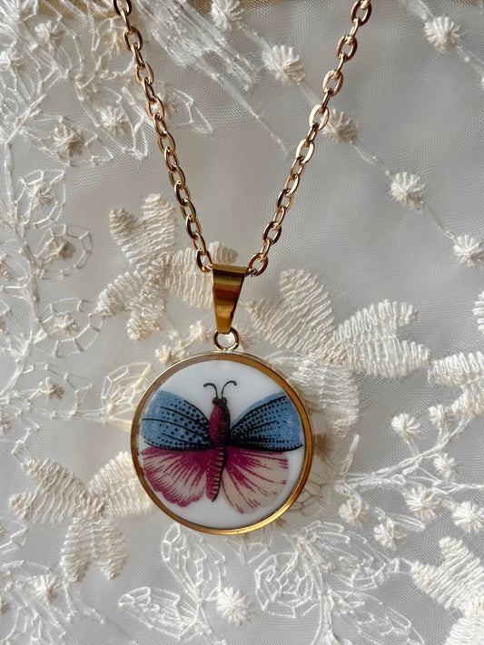Butterfly Necklace II | Vintage Broken China Jewelry