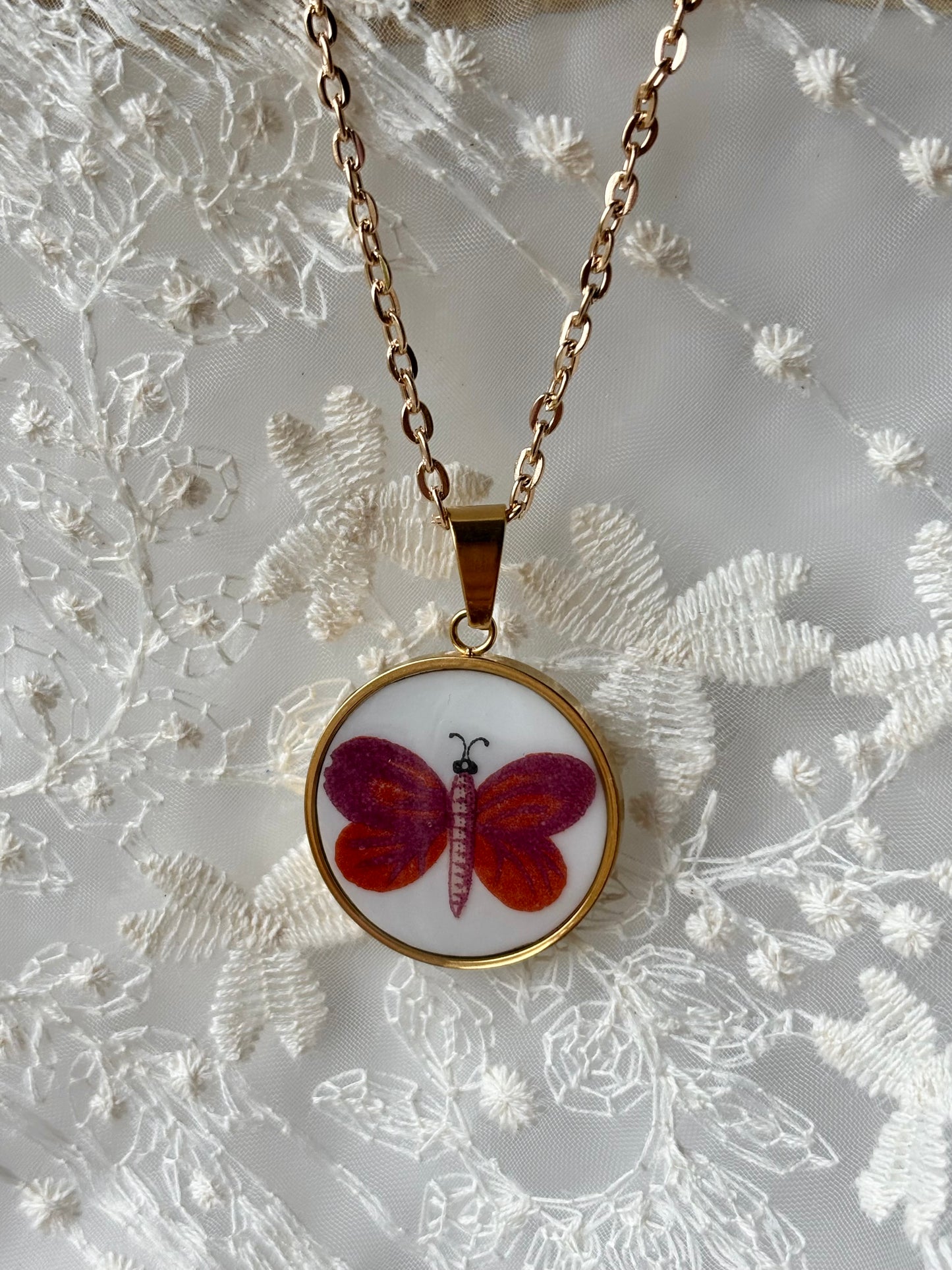 Butterfly Necklace IV | Vintage Broken China Jewelry