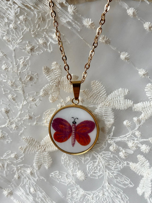 Butterfly Necklace IV | Vintage Broken China Jewelry