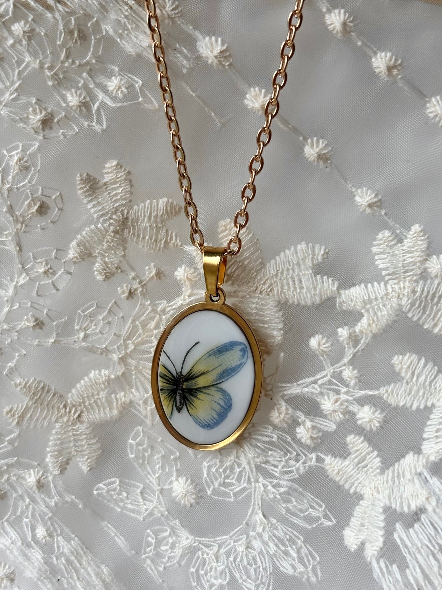 Butterfly Necklace VI | Vintage Broken China Jewelry