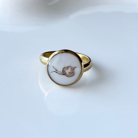 Snail Adjustable Ring | Broken China Jewelry