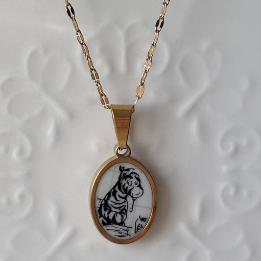 Tigger Sketchbook Porcelain Necklace – Gold