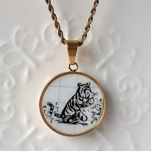 Tigger Sketchbook Porcelain Necklace – Gold