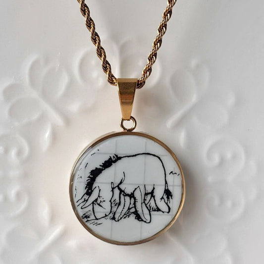 Eeyore Sketchbook Porcelain Necklace – Gold
