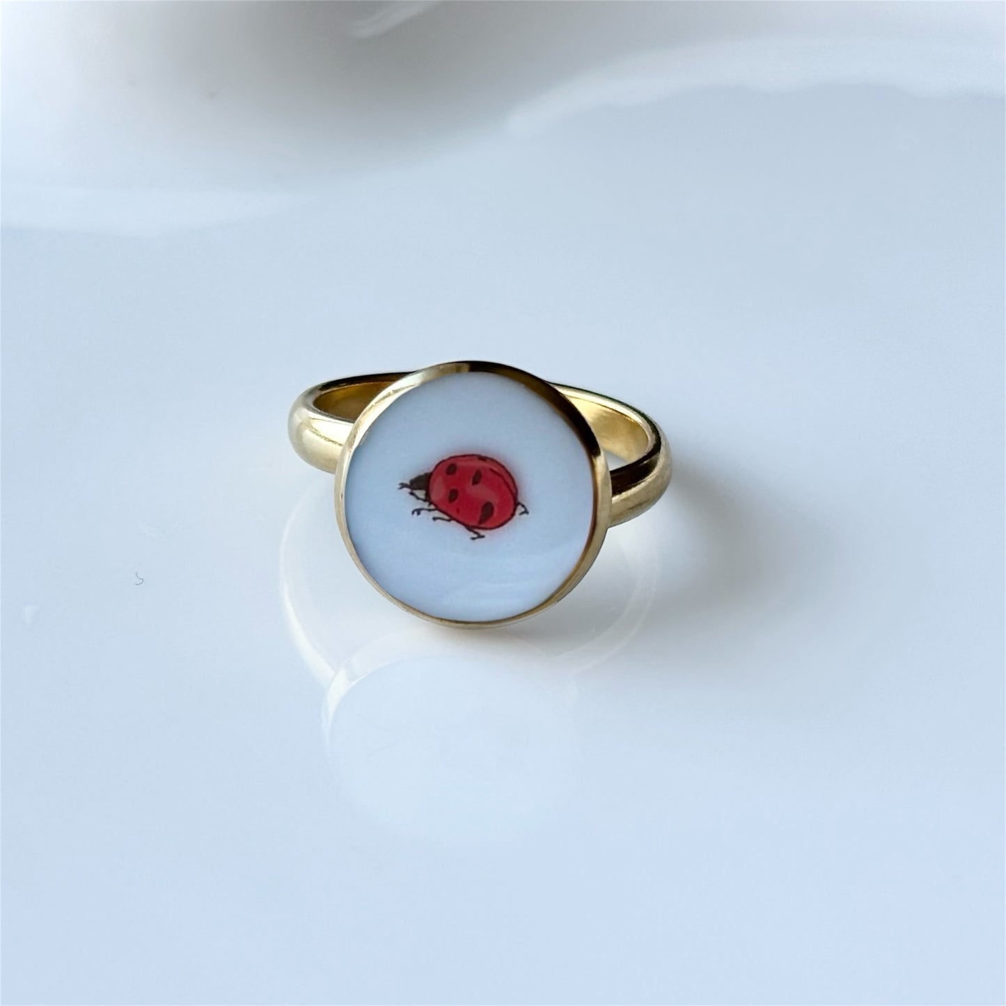 Ladybug Adjustable Ring | Broken China Jewelry