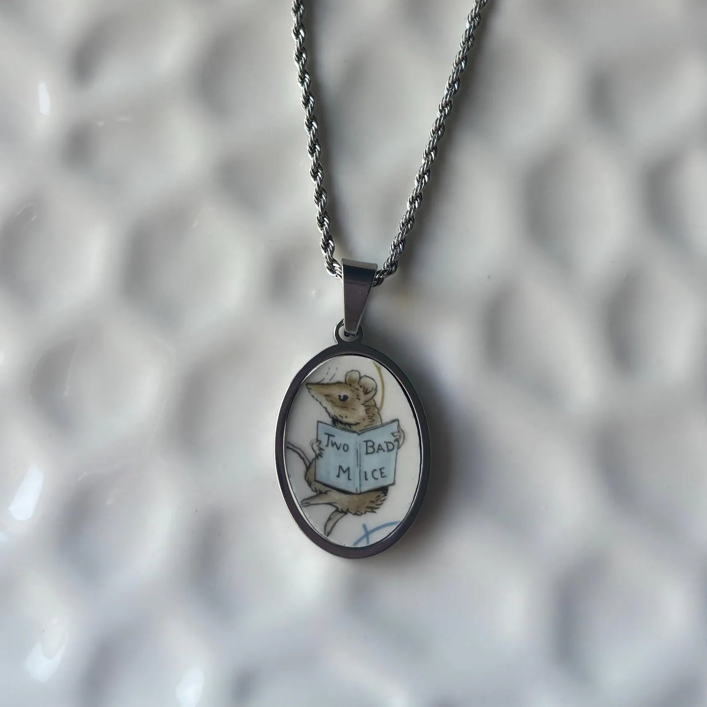 Two Bad Mice Peter Rabbit Vintage Broken China Necklace