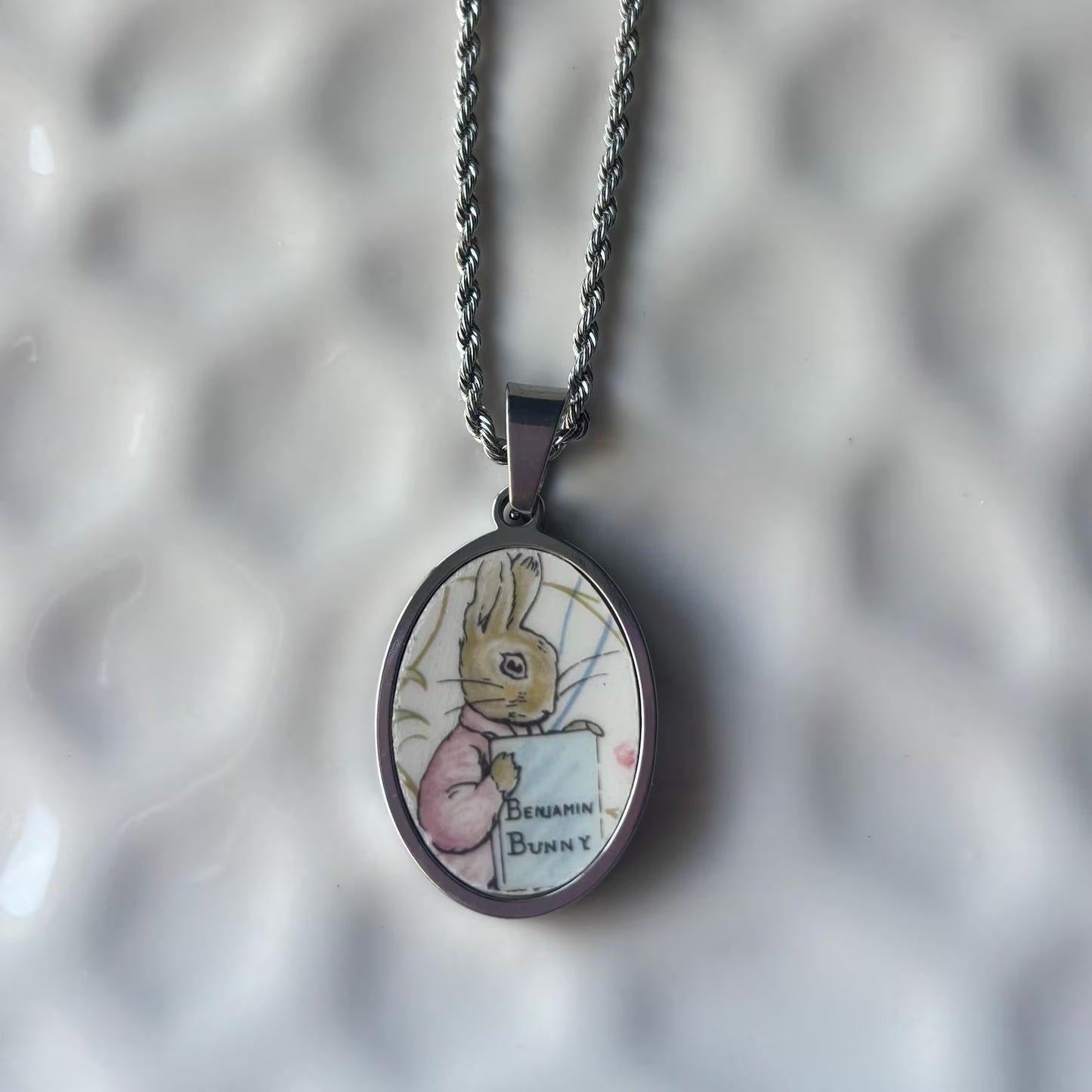 Benjamin Bunny Peter Rabbit Vintage Broken China Necklace