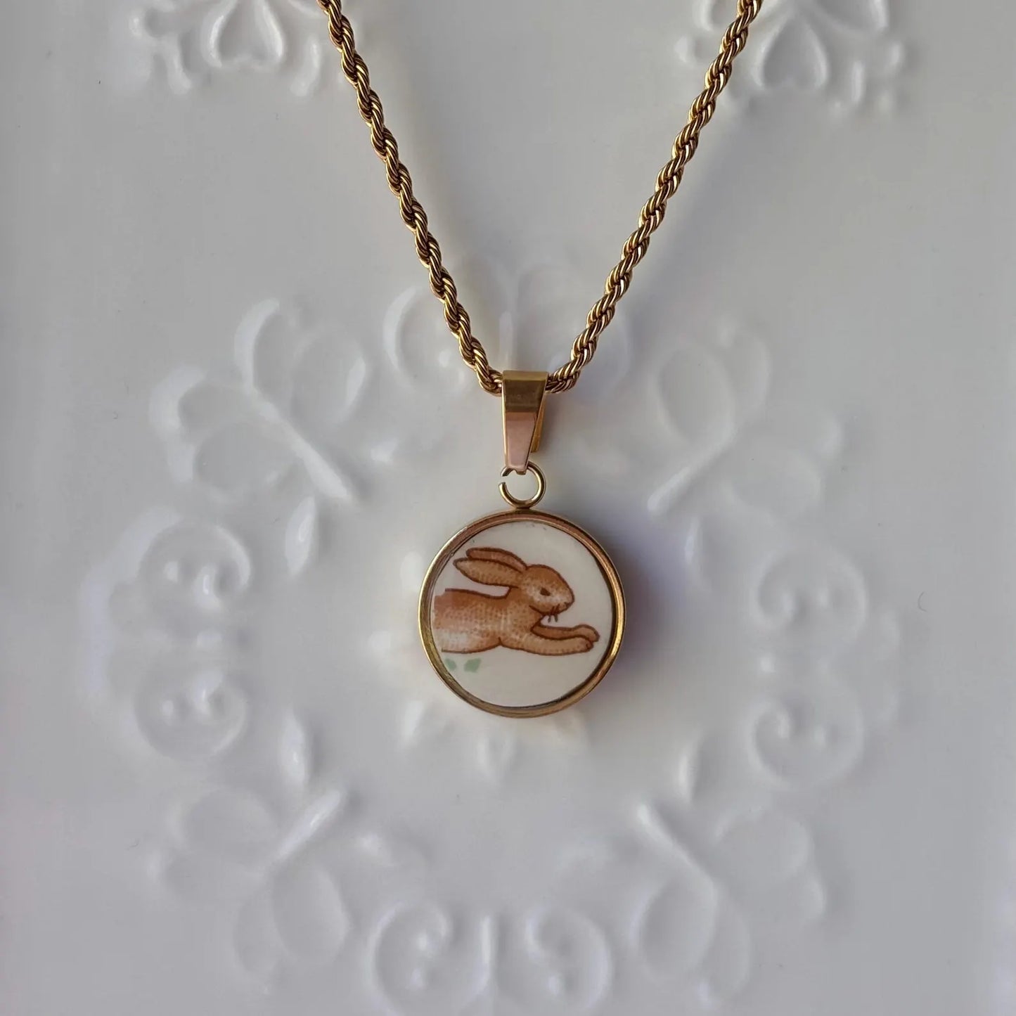 Bunnykins Vintage Broken China Necklace