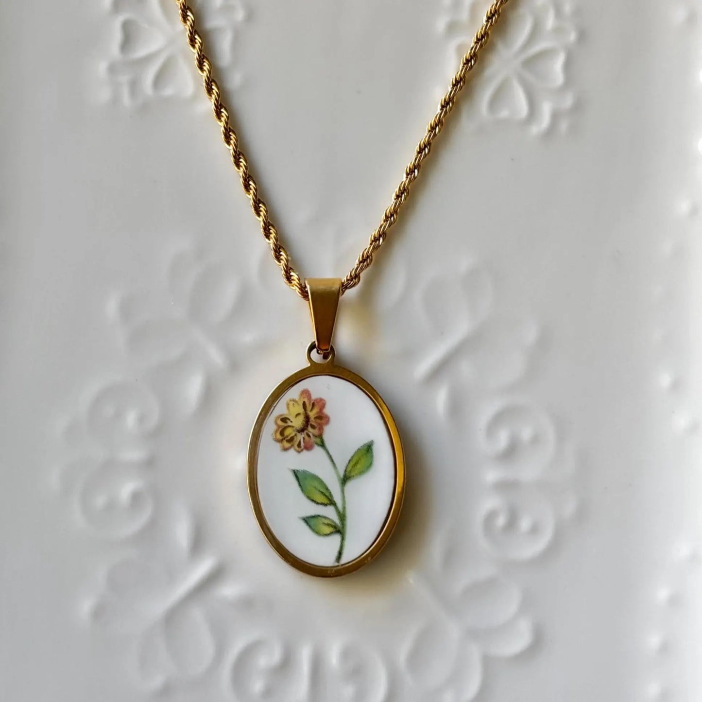 Orange Daisy | Broken China Necklace