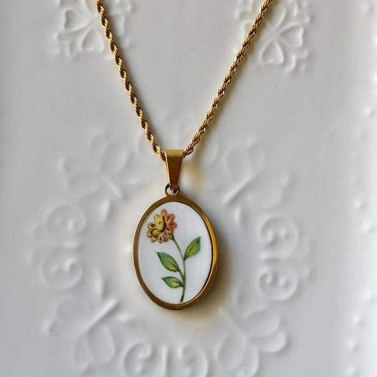 Orange Daisy | Broken China Necklace