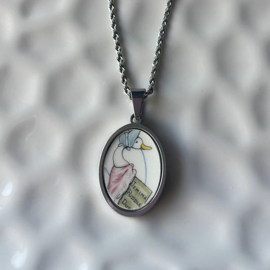 Puddle Duck Peter Rabbit Vintage Broken China Necklace