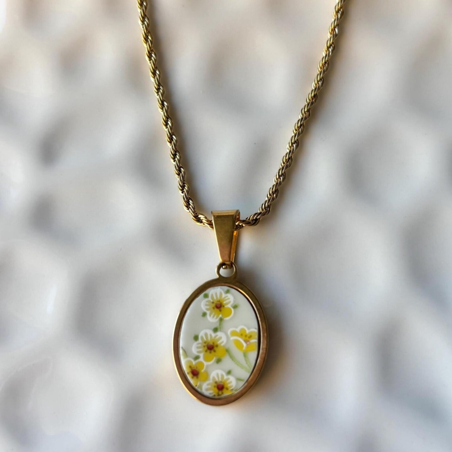 Strawberry Flowers | Broken China Necklace
