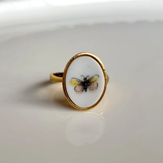Butterfly Ring Adjustable | Vintage Broken China Jewelry