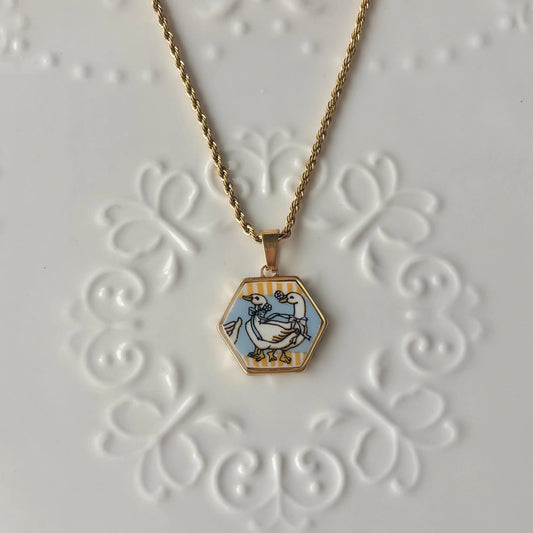 Goose Hexagon Necklace | Broken China Jewelry | Goose Gaggle