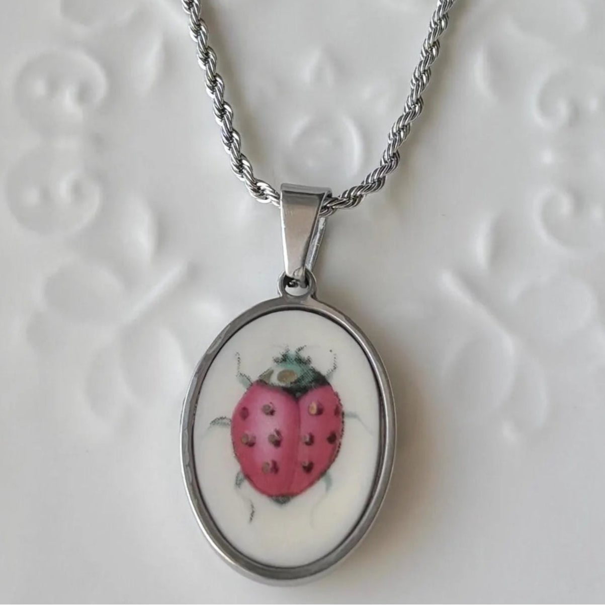 Lady Bug | Broken China Necklace