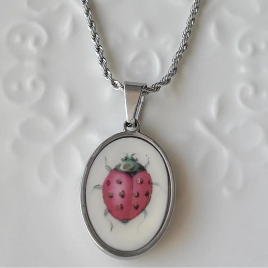 Lady Bug | Broken China Necklace