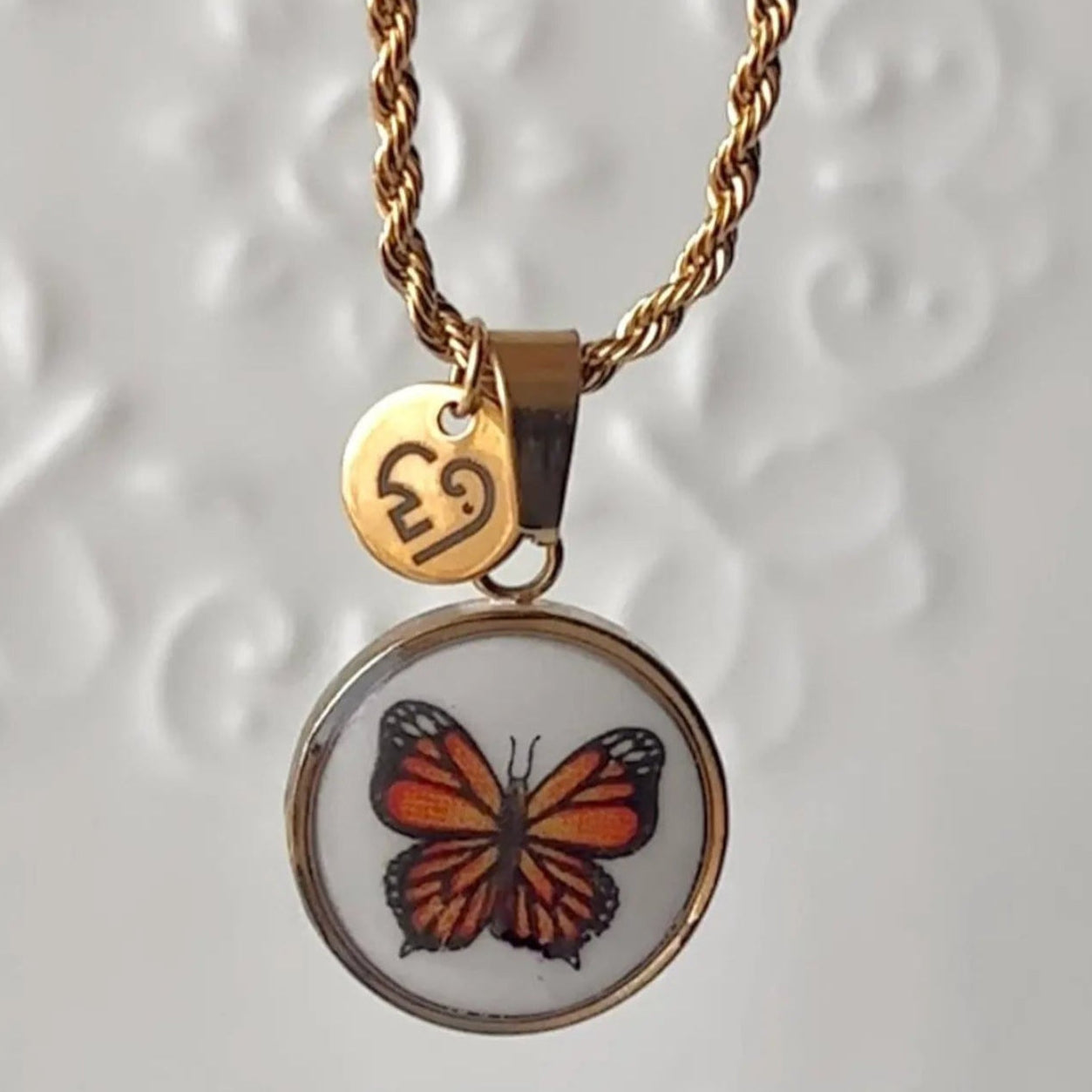 Monarch Butterfly Necklace | Broken China Necklace