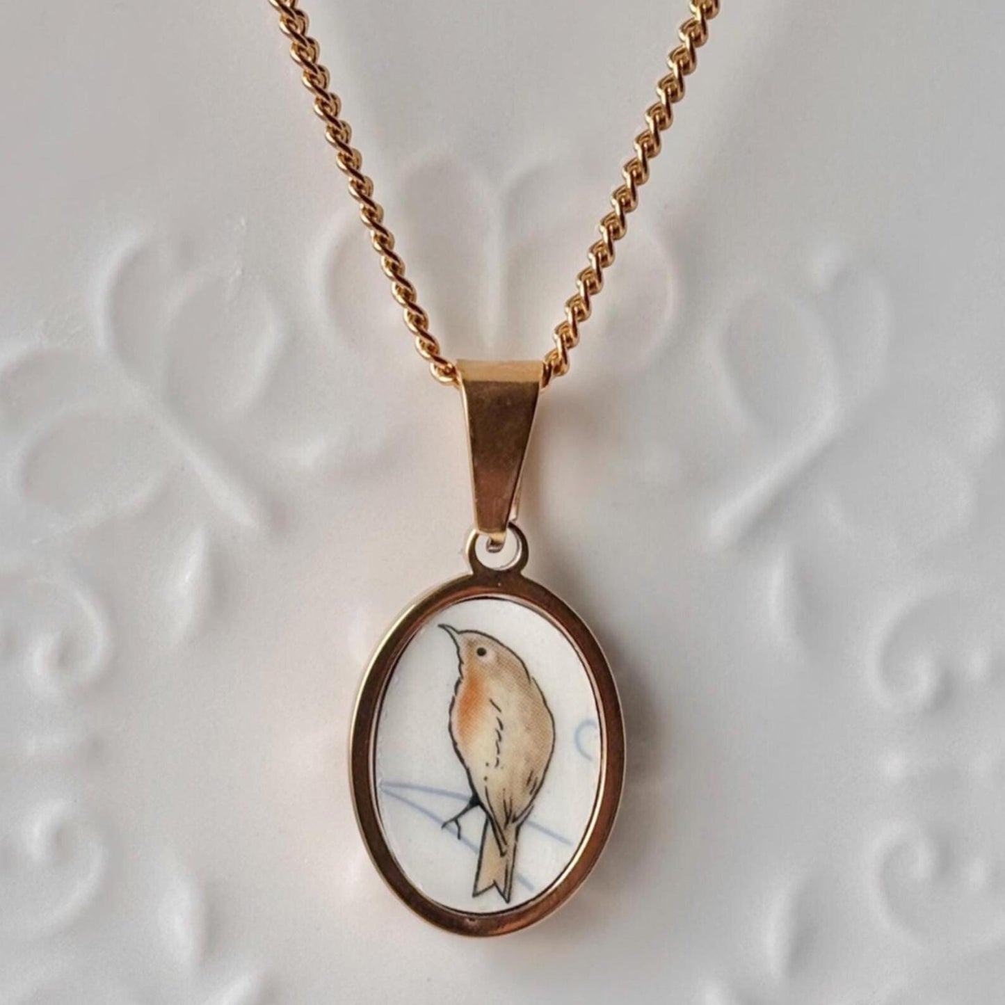Sparrow Vintage Broken Porcelain Necklace Peter Rabbit