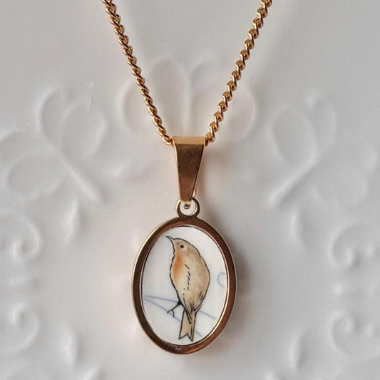 Sparrow Vintage Broken Porcelain Necklace Peter Rabbit