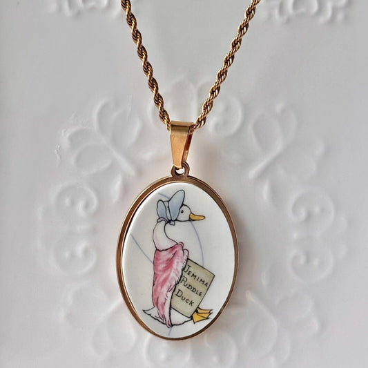 Goose Vintage Broken Porcelain Necklace Peter Rabbit