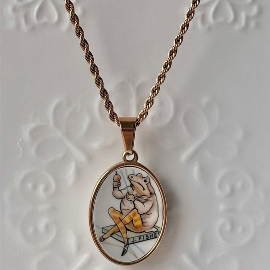 Toad Vintage Broken Porcelain Necklace Peter Rabbit