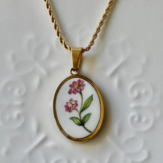 Pink Daisy II | Broken China Necklace