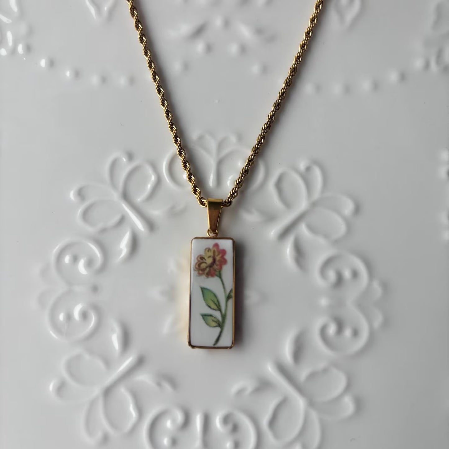 Orange Daisy | Broken China Necklace