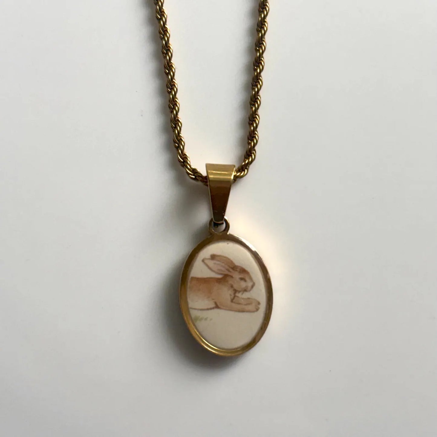 Vintage Bunnykins Oval Broken China Necklace