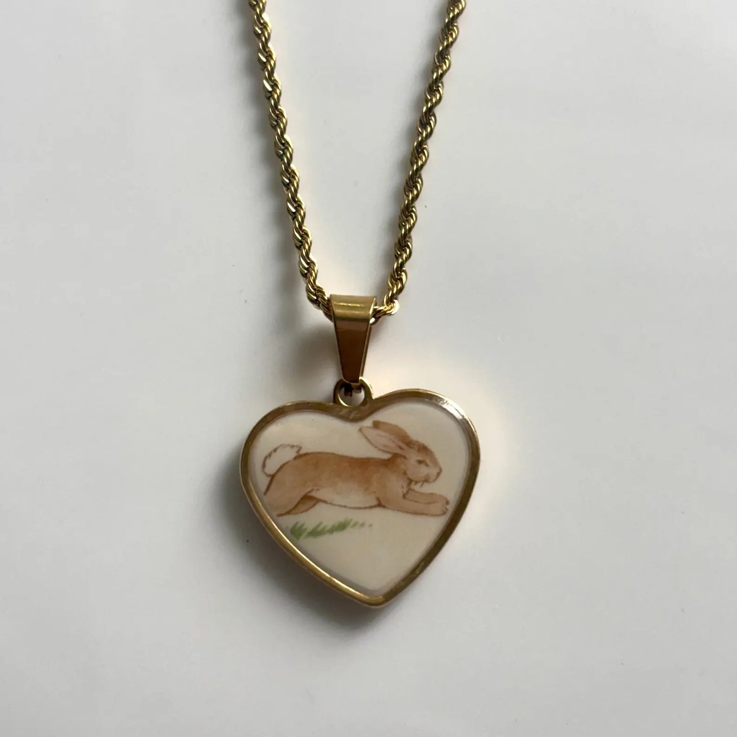 Vintage Bunnykins Heart Broken China Necklace