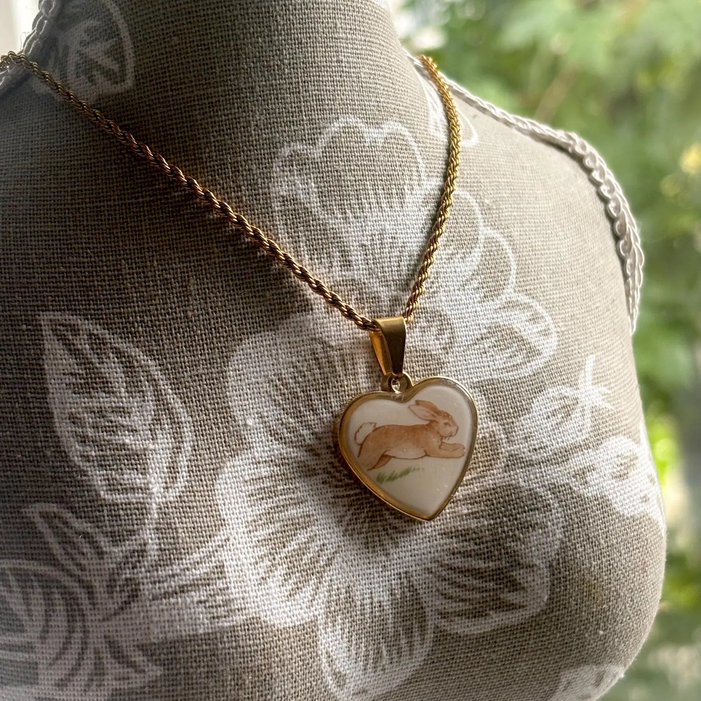 Vintage Bunnykins Heart Broken China Necklace