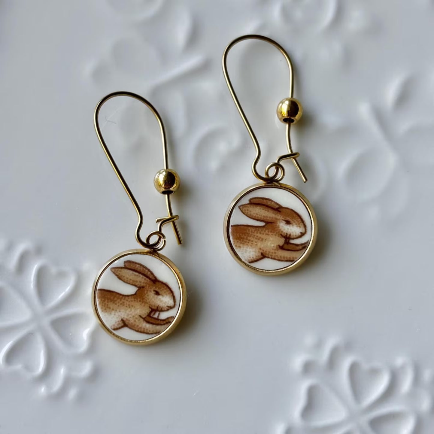 Bunnykins Earrings | Vintage Broken China