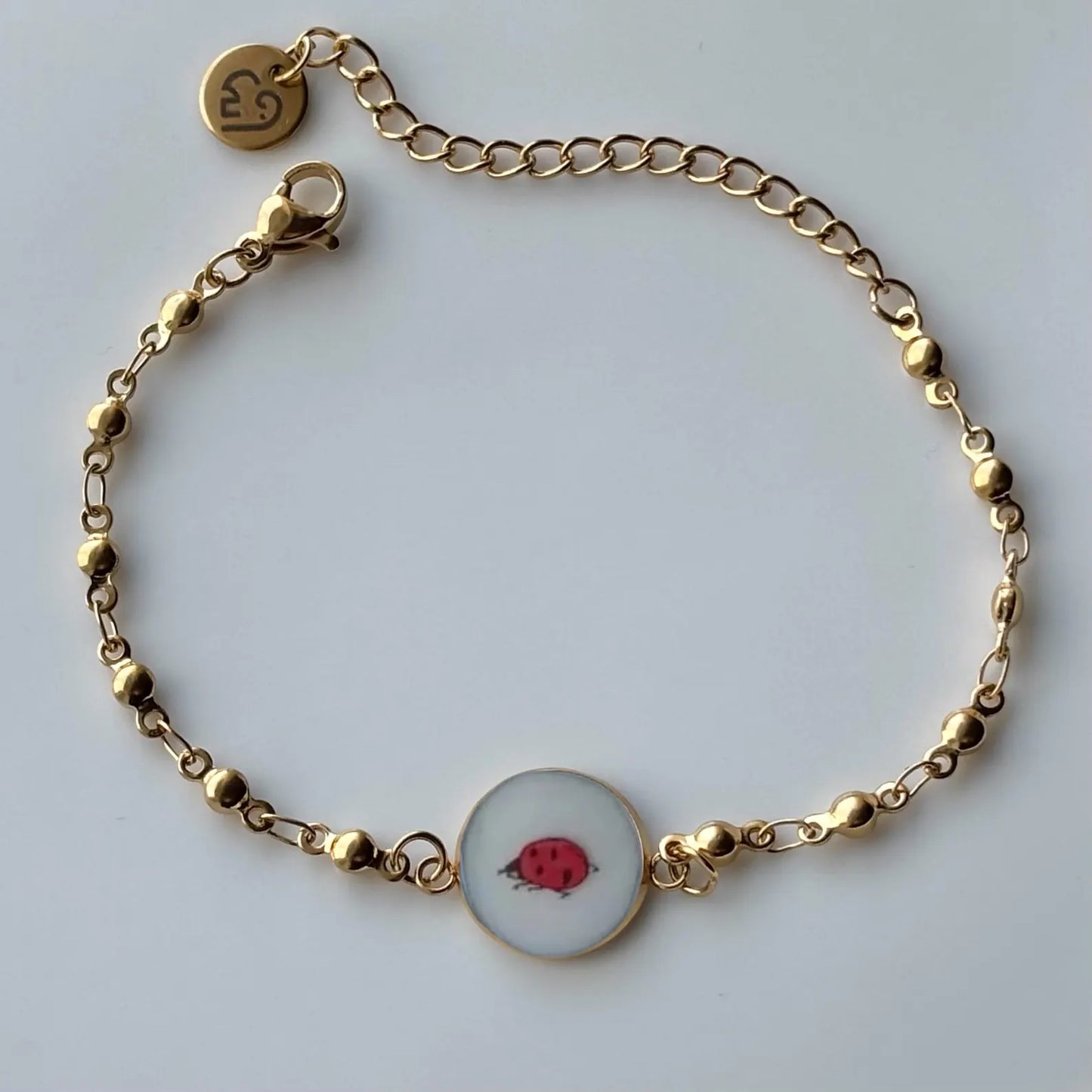 Springtime Garden Ladybug Bracelet | Broken China Jewelry