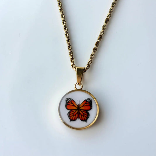 Monarch Butterfly Necklace | Broken China Necklace
