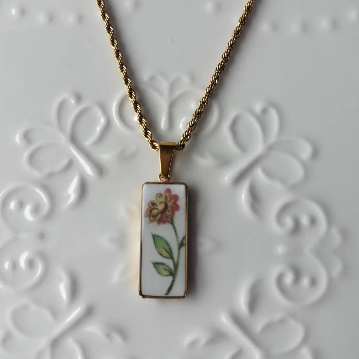 Orange Daisy | Broken China Necklace