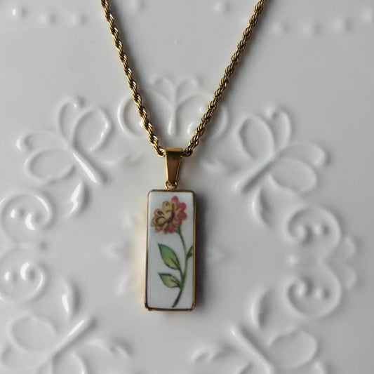 Orange Daisy | Broken China Necklace