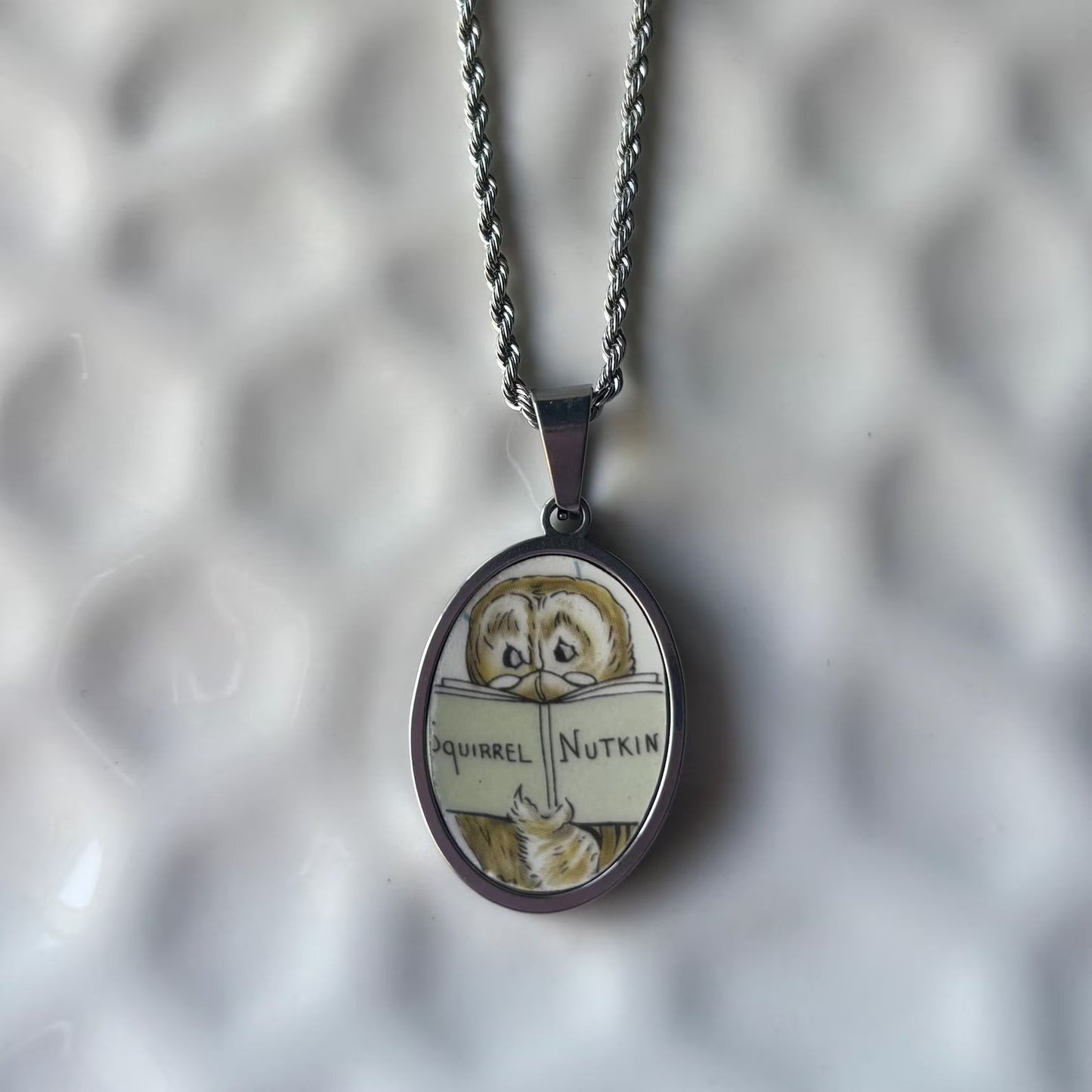 Owl Peter Rabbit Vintage Broken China Necklace