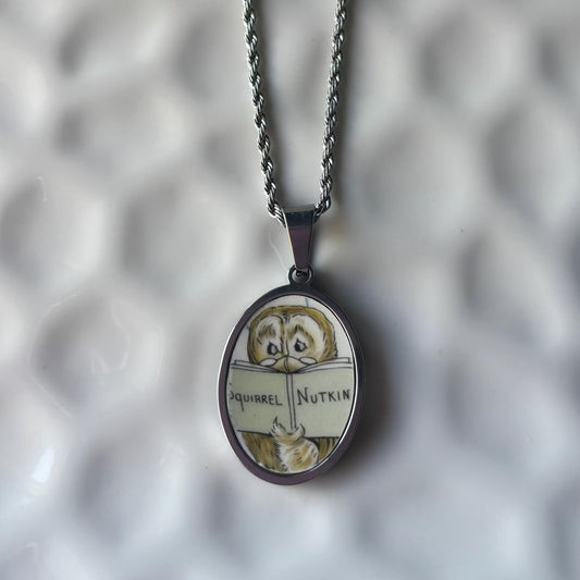Owl Peter Rabbit Vintage Broken China Necklace