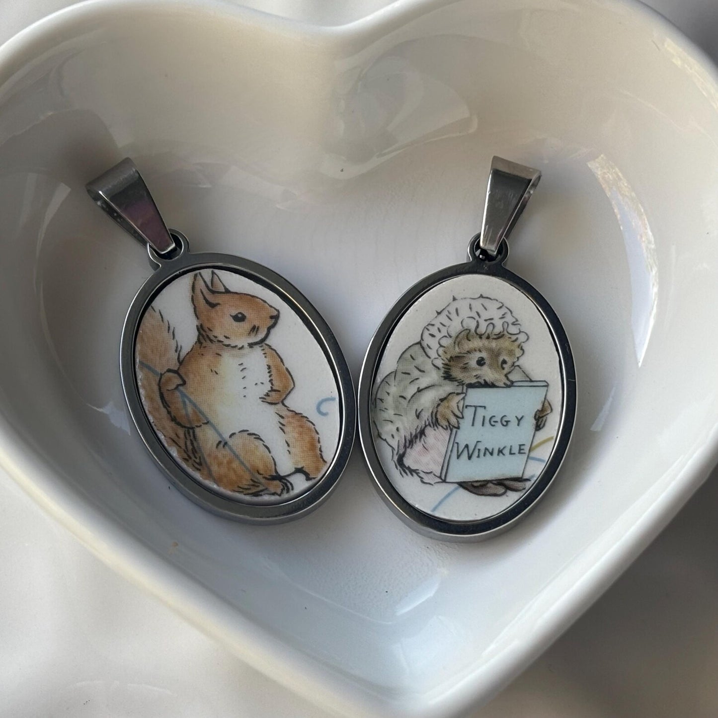 Tiggy Winkle Peter Rabbit Vintage Broken China Necklace