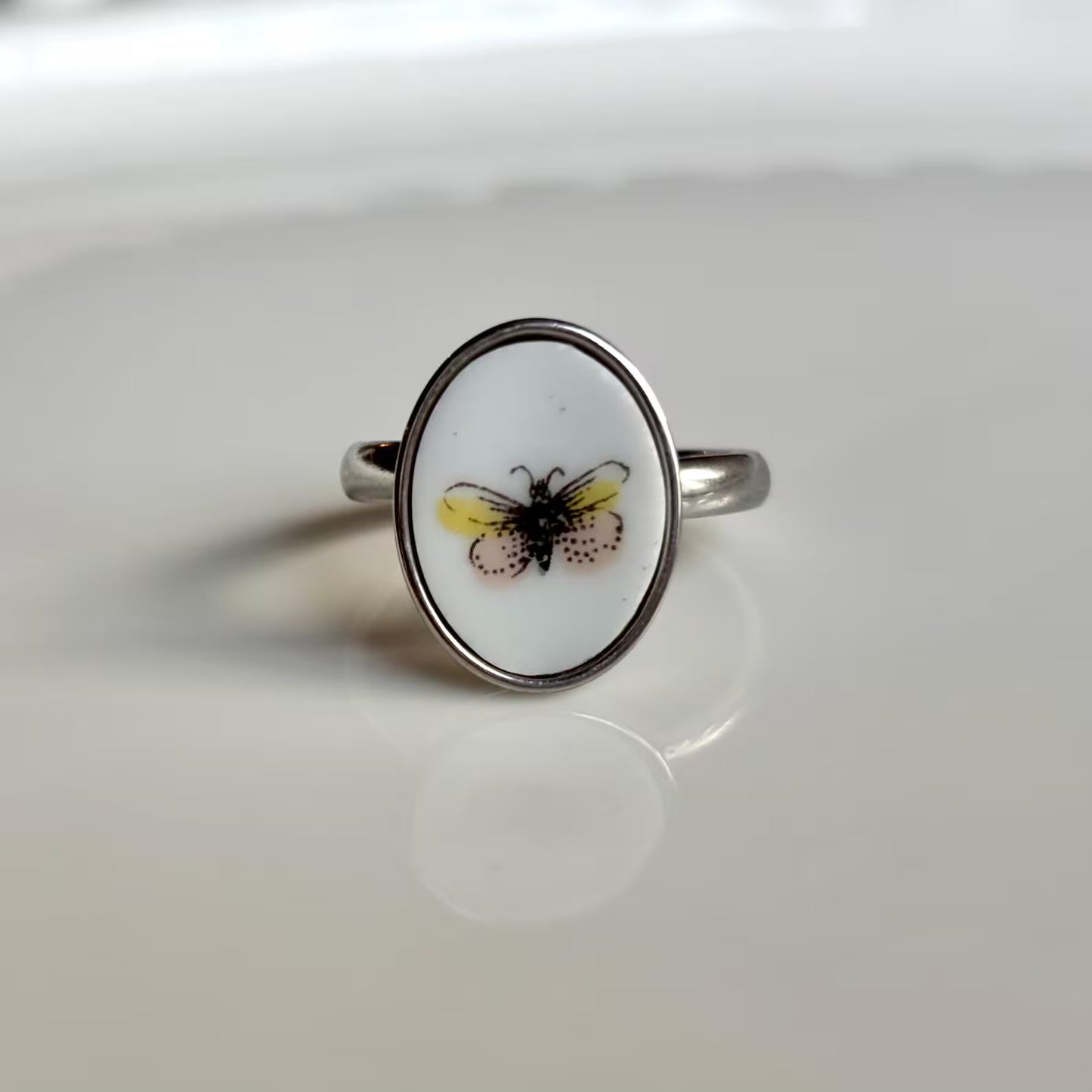 Butterfly Ring Adjustable | Vintage Broken China Jewelry